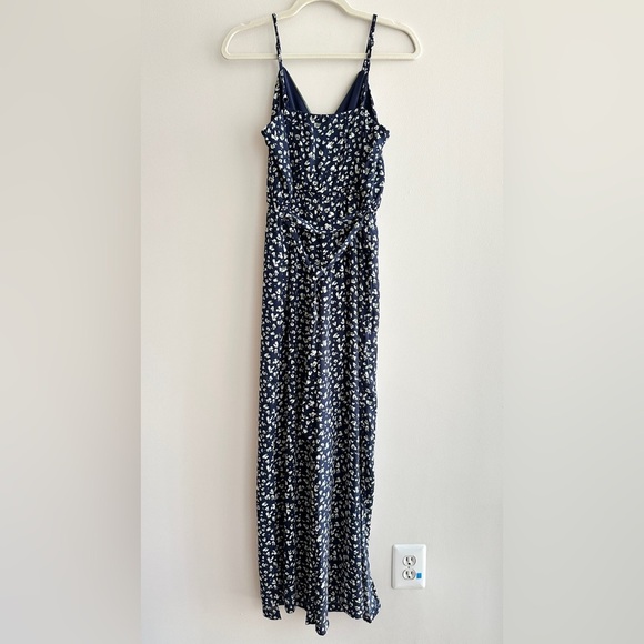 As U Wish Navy Blue and Green Animal Print Cinched Waist Jumpsuit, Size Small - Picture 13 of 16